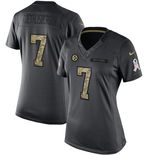 Women's Limited Ben Roethlisberger Nike Jersey Black - #7 2016 Salute to Service NFL Pittsburgh Steelers